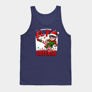 Funny Christmas Holiday Shirt - Festive Xmas Parody - Pratice Elf Defense Tank Top